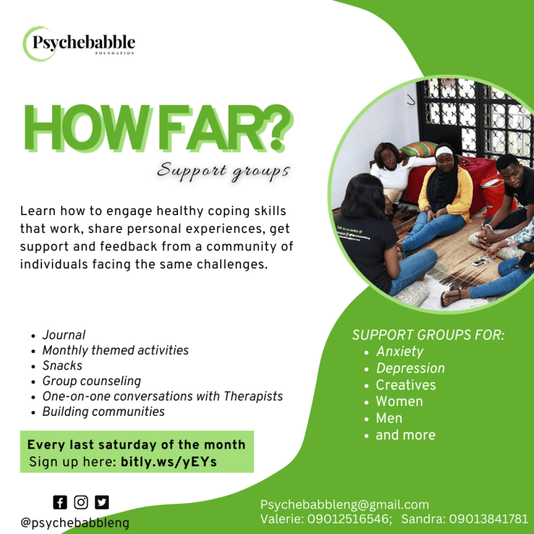 Support groups by Psychebabble foundation